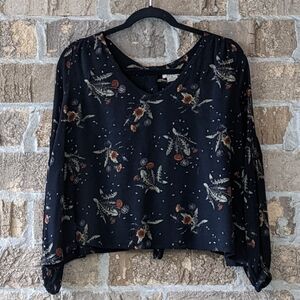 Anama Dandelion Blouse Top Flowy Boho Black XS